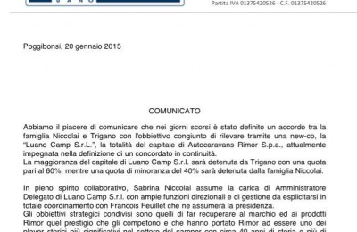 Comunicato ufficiale Trigano - Rimor