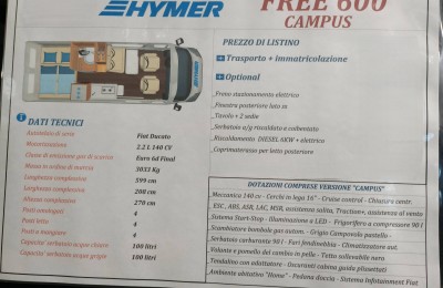 Camper usati: Van, Furgonato Hymer Free 600 Campus
