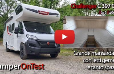 Challenger C 397 GA: un mansardato con una comoda zona notte dotata di letti gemelli e ampio bagno