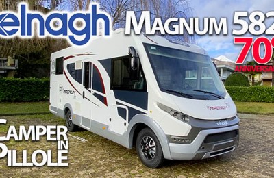 Elnagh Magnum 582 70°: motorhome super accessoriato, con letto centrale e soggiorno di tendenza