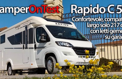 Rapido C55 - Semintegrale confortevole e compatto, largo solo 217 cm, con letti gemelli su garage