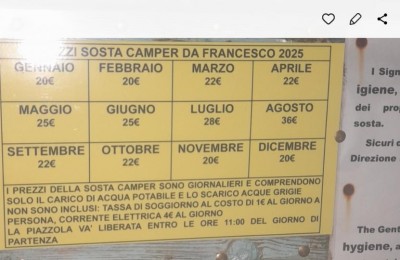 Sosta camper da Francesco
