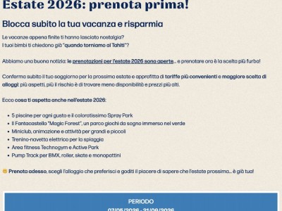 Le prenotazioni per il 2026 sono aperte!